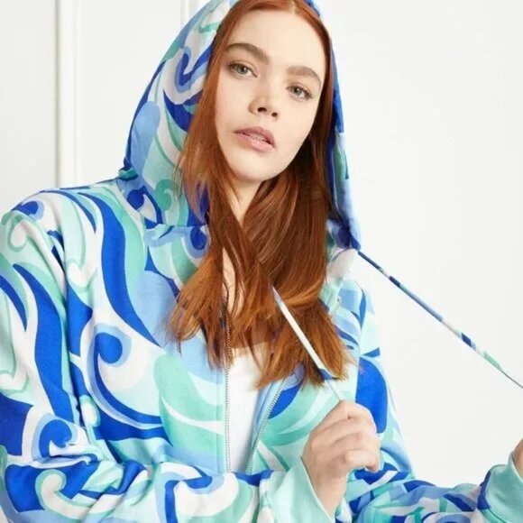 Hill House Allie Zip-Up Ocean Kaleidoscope Print Jacket M NWT - Picture 3 of 11